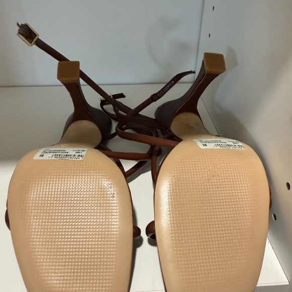 Schutz Lovi Brown Strappy Ankle Strap Sandals Size 8 Nappa Leather Brand New - Picture 7 of 8